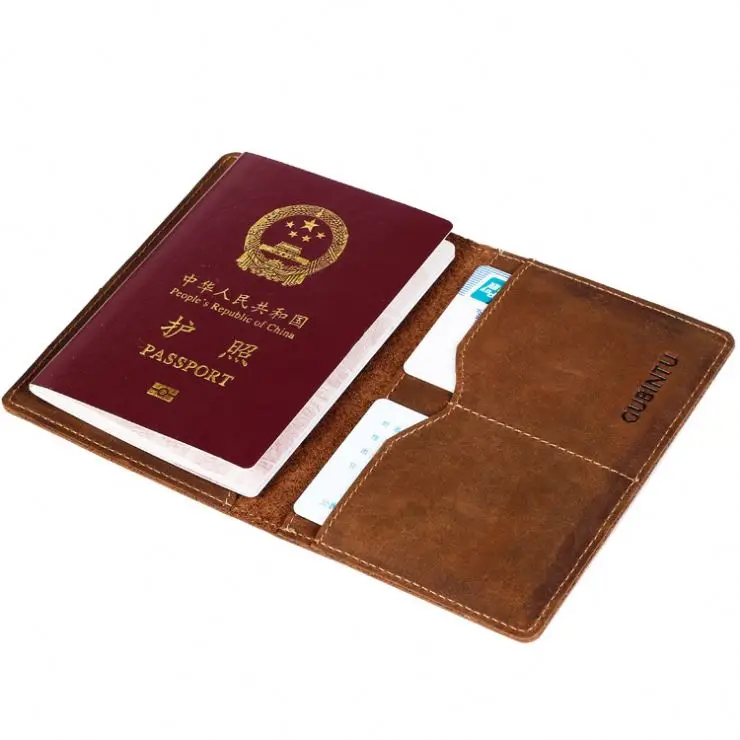 

AIYIYANG Cowhide passport book passport bag Crazy horse leather retro boarding pass wallet leather passport holder cover