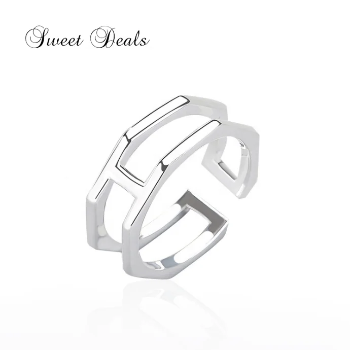 

Net Red Model Polygonal Hollow Open Ring Men's and Women's Same Jewelry