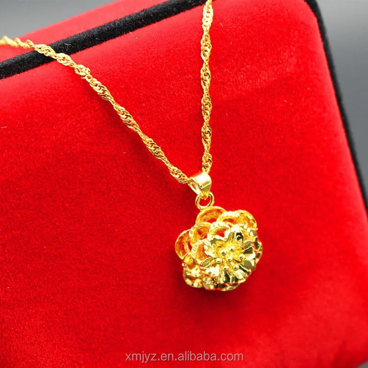 

Certified 999 Gold Necklace Wealthy Flower Pendant Women New Simple Fashion Pendant 3D Hard Gold Women Necklace Women Jewelry