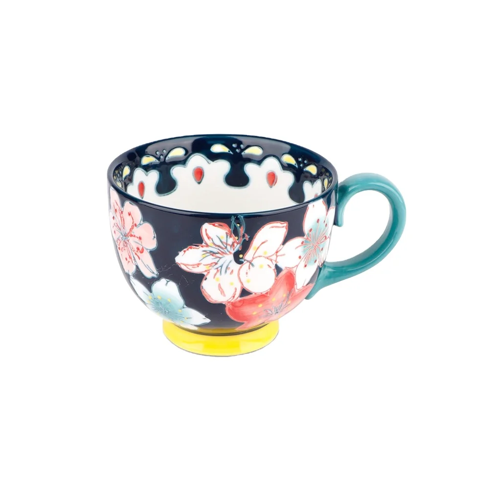 

Customized Flower Ceramic Teacups Set, Customized colors acceptable