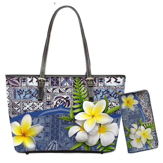 

High Quality Polynesian Traditional Tribal Print Pu Leather Handbag Lady Casual Shoulder Bag Handbags Custom Women Shoulder Bag, Customized color