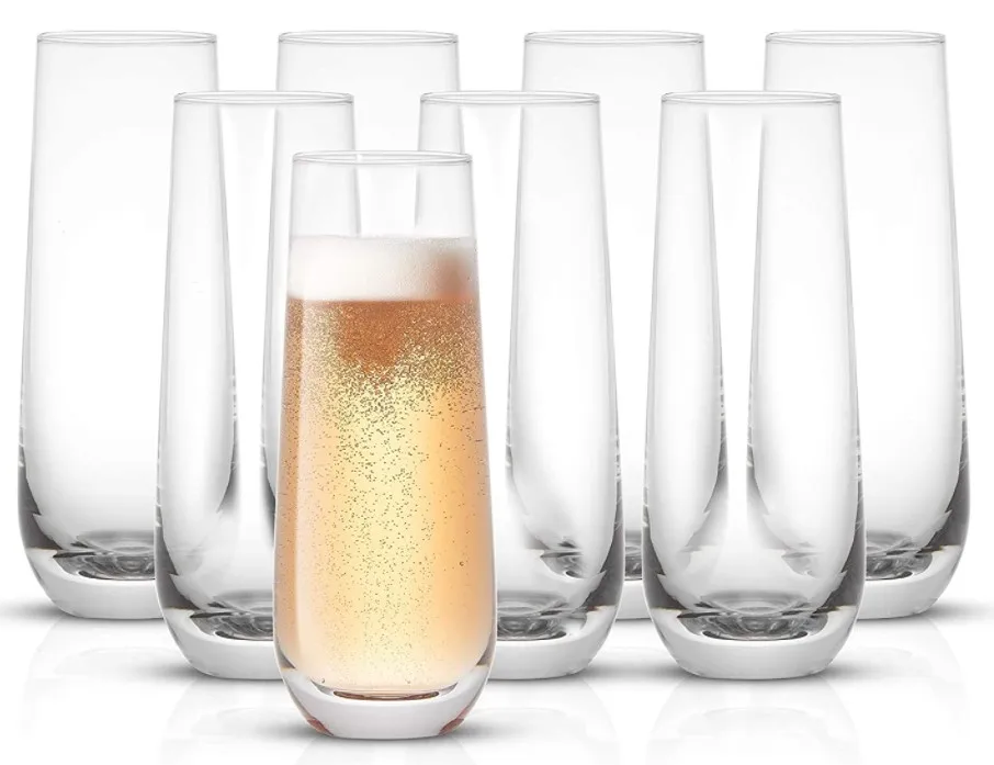 

Stemless Champagne Flutes Set of 8 Crystal Glasses. 280ml Champagne Glasses. Cocktail Glass Set, Water Glasses, Highball Glass, Super transparent