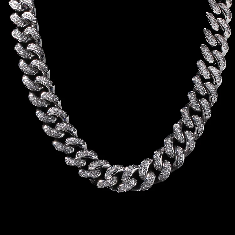 

Waterproof High Quality 20mm Cuban Link Chain Necklace Iced Out Stainless Steel