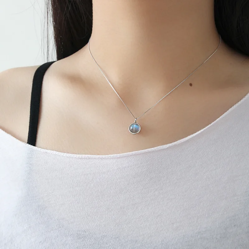 

Shangjie OEM S925 sterling silver handmade natural moonstone necklace mothers day necklaces, Sliver
