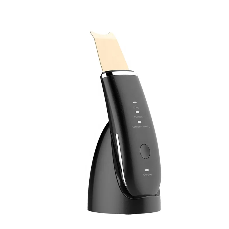 

2021 Hot Saled Beauty Ultrasonic Skin Scrubber Facial Cleanser Face Spatula Massager Peeling Wireless Charging, Customized color
