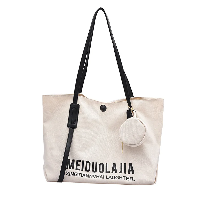 

Minimalistic and Sewing thread and luxury and Solid color style canvmaterial young women handbag Messenger bag Shoulder Bag Tote