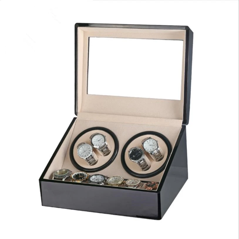 

New Design lacquer 2 winders 10 slots rotating motor electronic automatic wooden watch winder stand shaker cabinet
