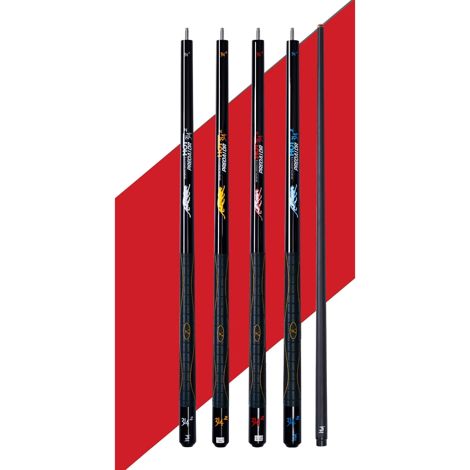 Recommend High Quality Carbon Fiber Shaft Maple Butt 58" 4 Color 1/2-pc Unilock Joint Billiard Pool Cue for Sale