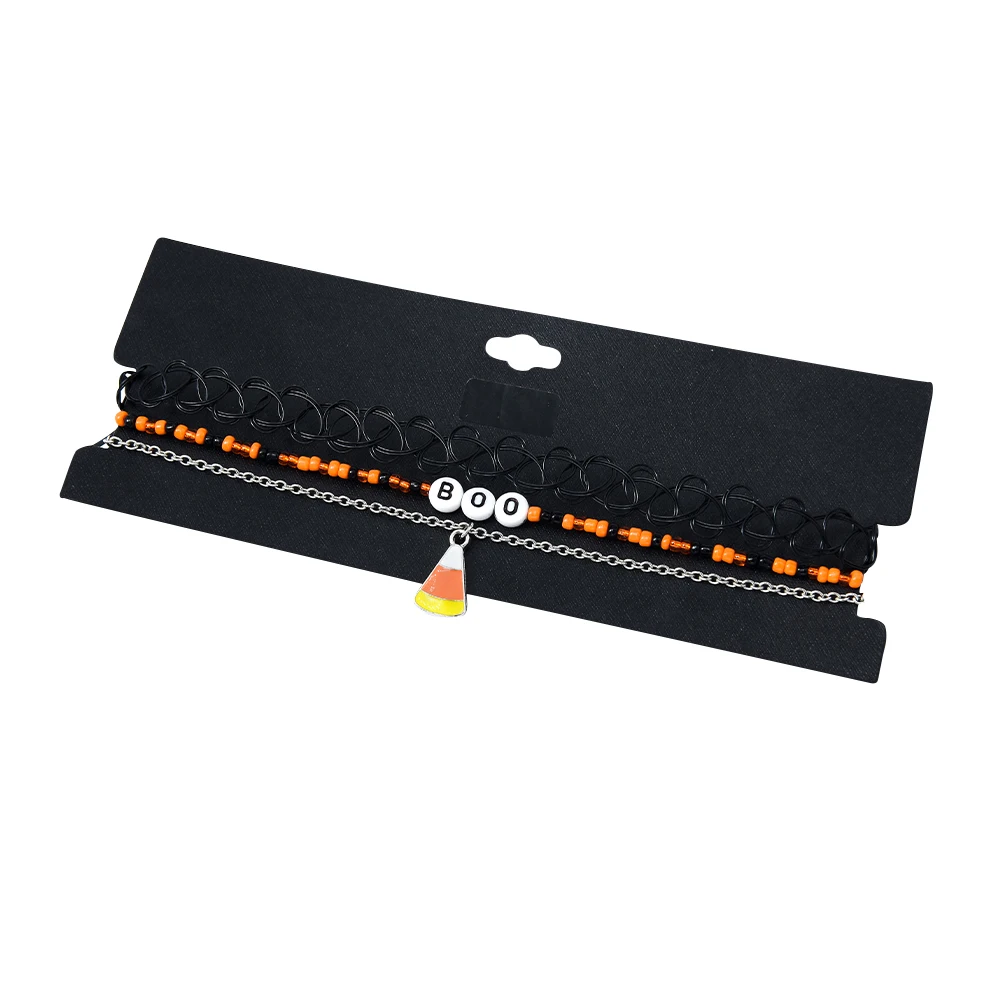 

Veijer Trendy Girls Silver Chains  elasticity Choker Halloween Style Necklace Set, Multi