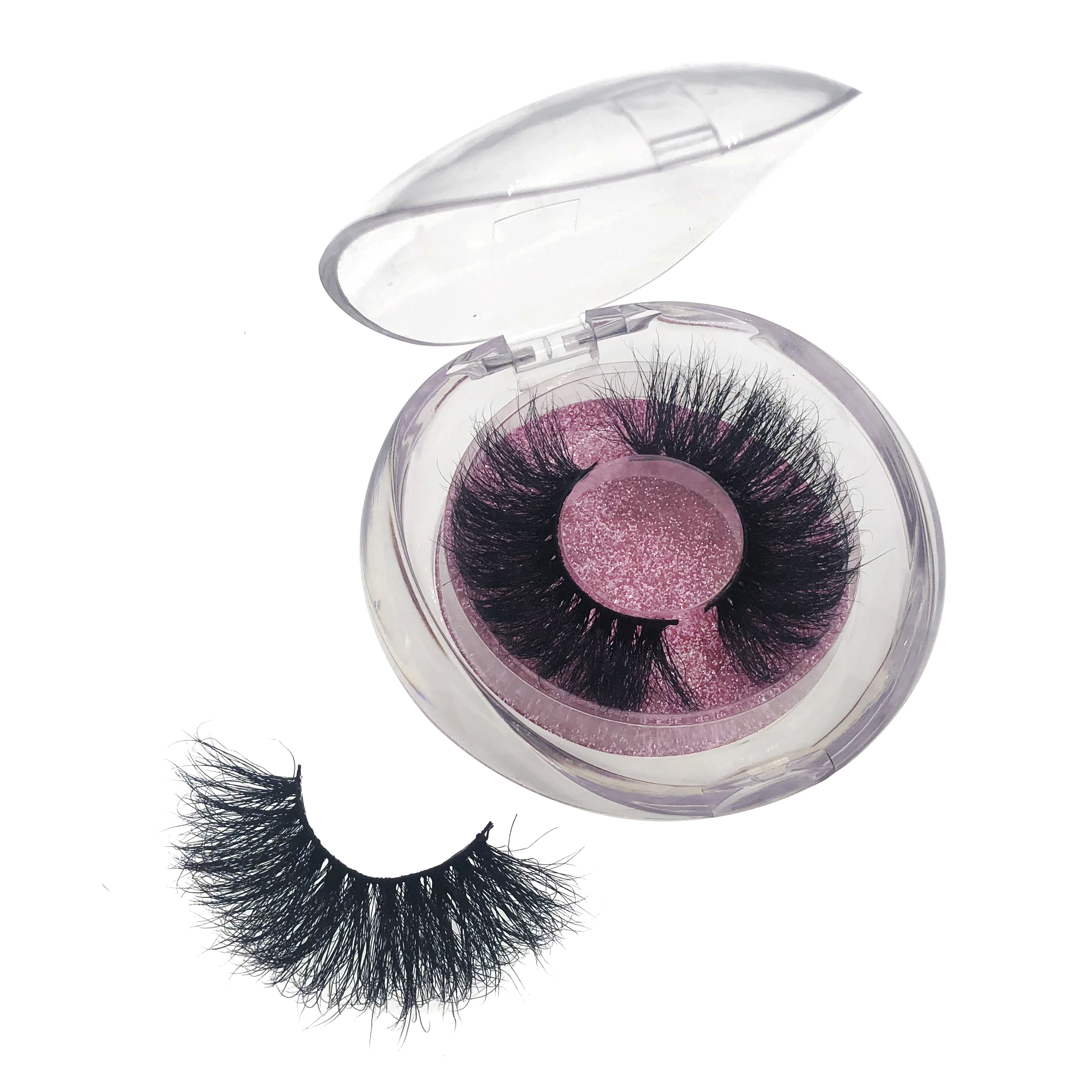 

New Styles Custom Packaging Box 5D Real Mink 25mm Eyelashes, Natural black