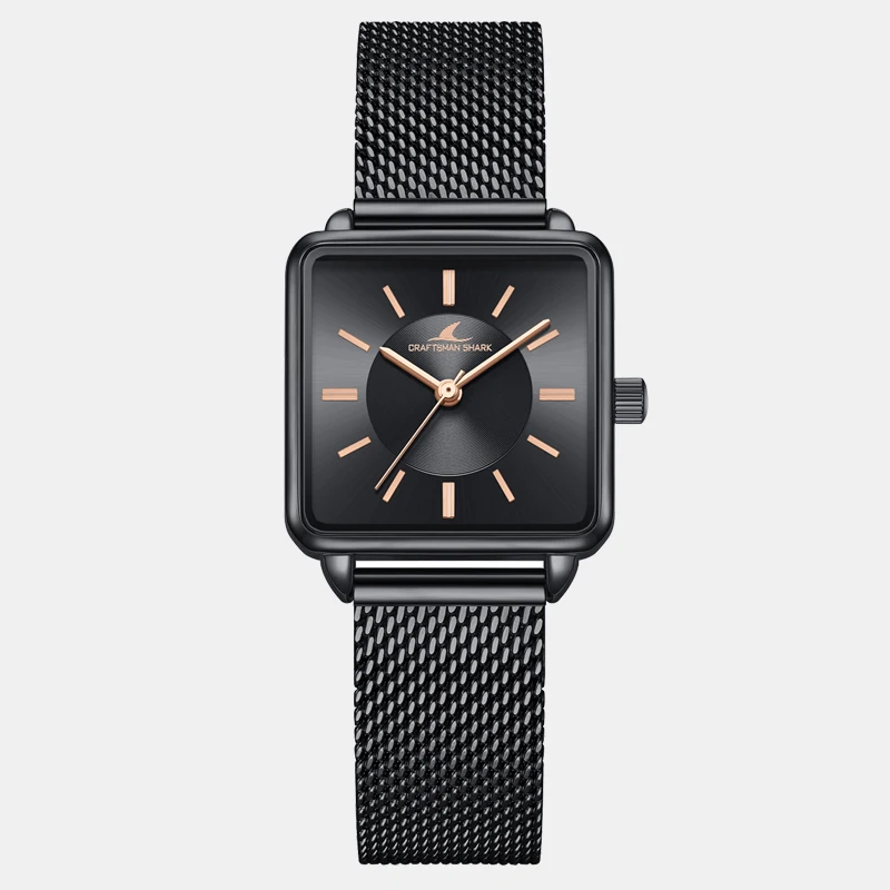 

Classic Rose Gold Fashion Casual Luxury Ladies Square Mesh Band Quartz Watches, 5 colors