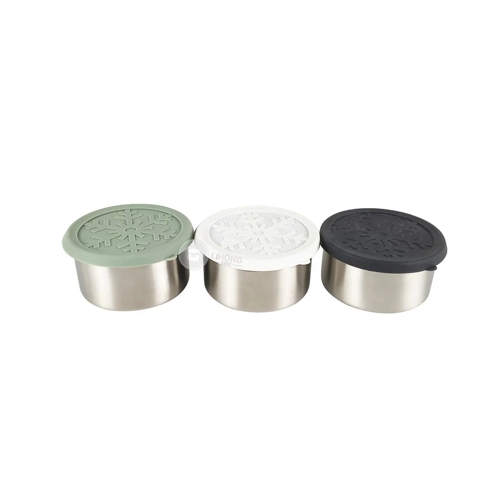

Dipping Sauce Containers set/stainless steel condiment containers with silicone lids/salad dressing containers, Silver