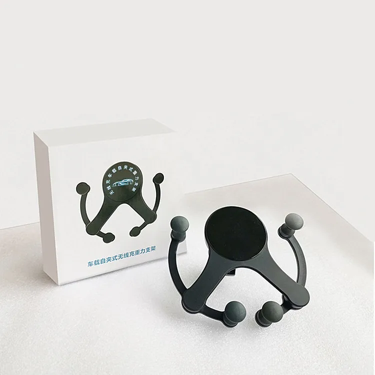 

Universal 360 degree flexible rotate auto-grip gravity stand bracket air vent mount 10W car smart phone charger holder, Black