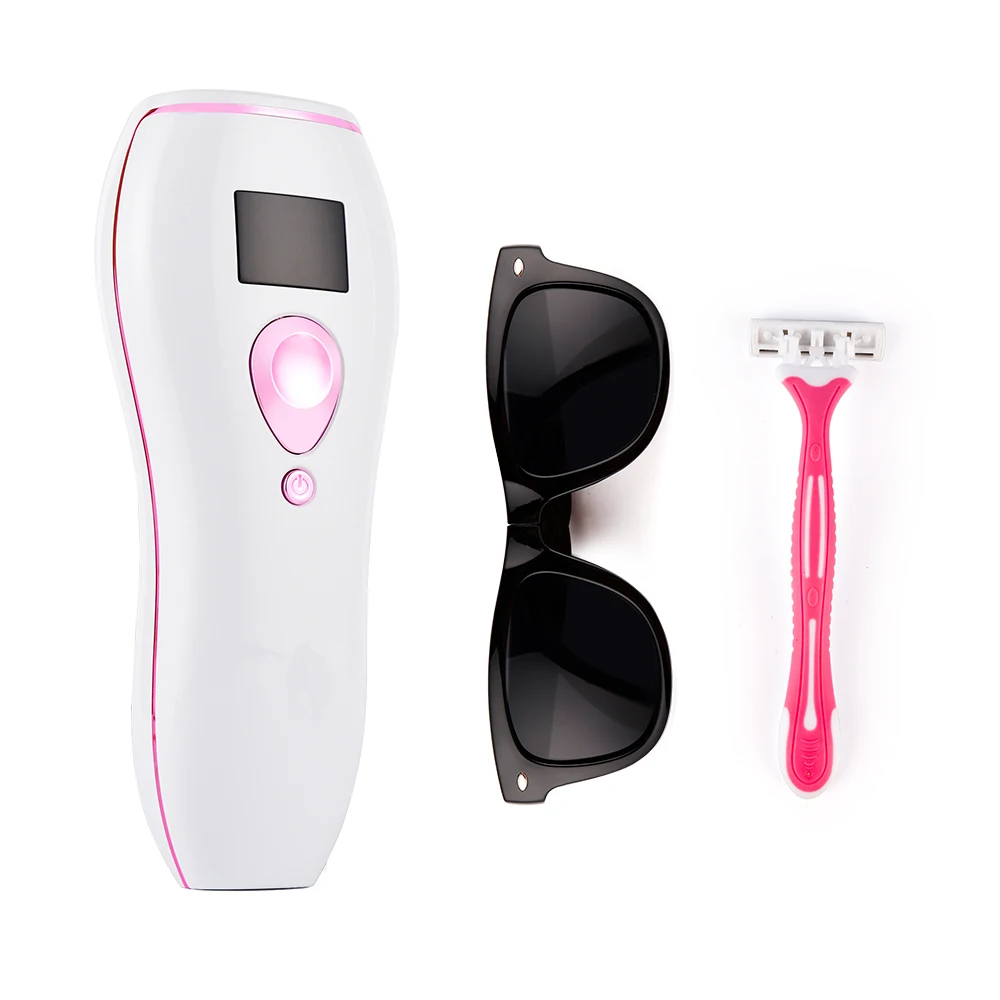 

Epilator Device Smart Sensor Facial Body Hair Remover LED Display 5 Levels Photon Permanent 999999 Flash IPL Laser Hair Removal, Pink