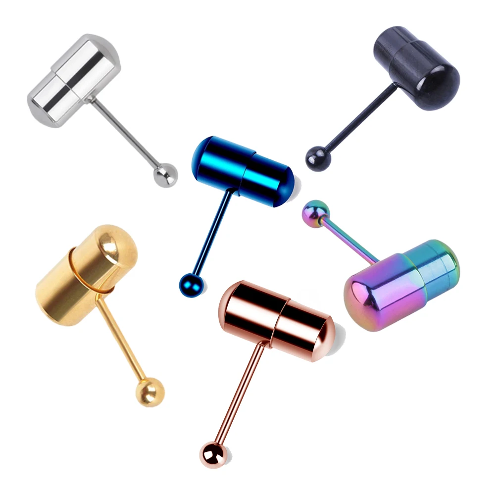 

2Pcs/Set Hot Sale Stainless Steel Jewelry Tongue Piercing Vibrating Body Jewelry Rings