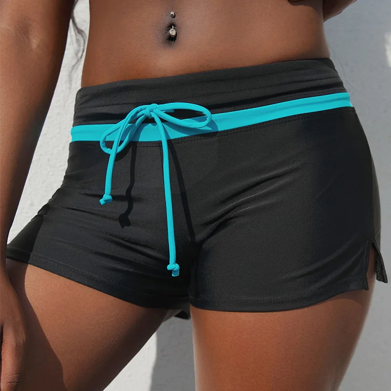 

2022 Summer Women'S Pants Boxer Swim Trunks Lace Up Plus Size Boxer Jooger High Waist Beach Jogger Running Gym Women Shorts, Blue