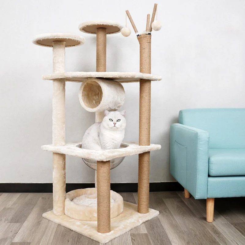 

Pet Furniture Lounge Luxury Modern Nature Large Climbing Frame Components Wood Cat Tree House tower