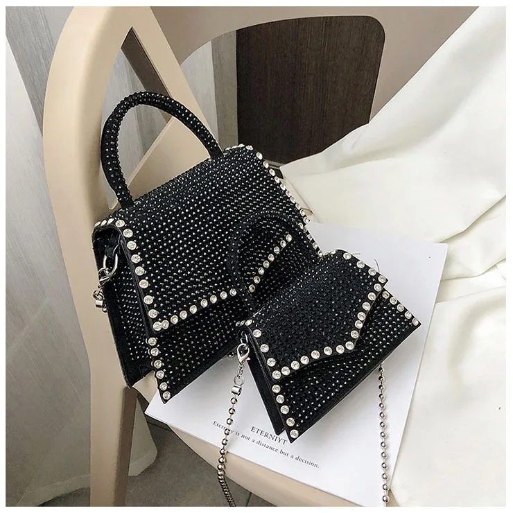 

Women Shining Trendy Alligator Solid Diamond Bag Patent Leather Handbag Female Mini Tote Purse, 5 colors