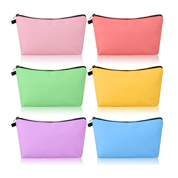

Wholesale Custom logo eco friendly Travel women makeup pouch portable zipper polyester nylon cosmetic bag, Rainbow or customized color