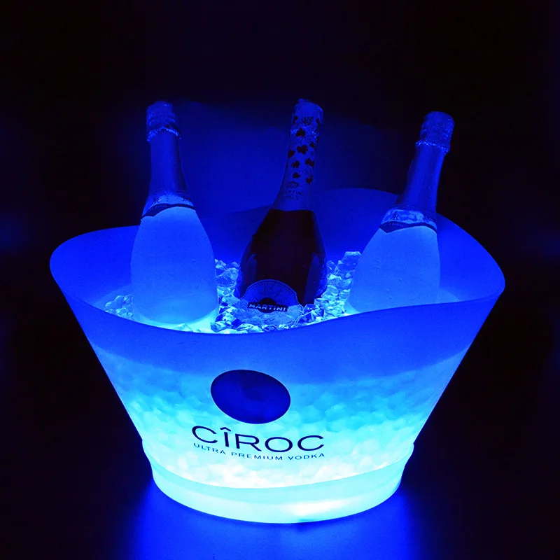 

customized Celebration Party 12L plastic branded logo cooling beer wine champagne led lighted ice bucket cooler, Custom color you want