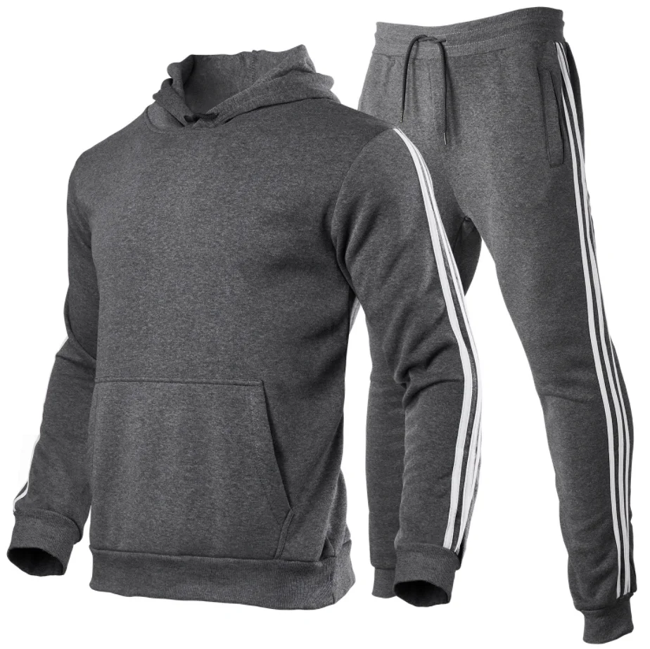 

Men's fitness pants sweatsuit hooded sweater wear set running hoodie gym activewear training sportswear tracksuit