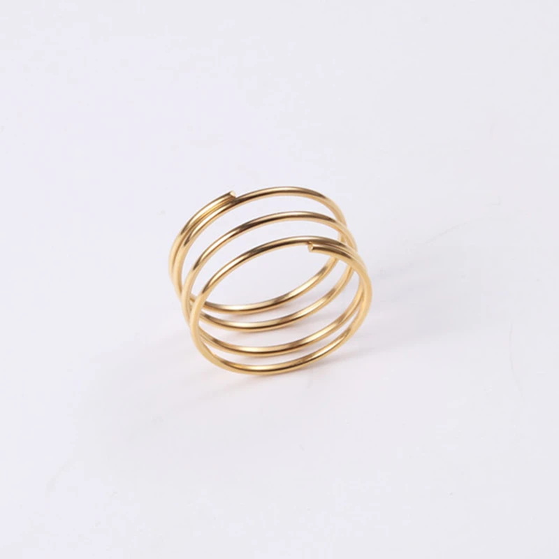 

New Trend 18K Gold Plated Stainless Steel Multi Layer Rings, Gold color