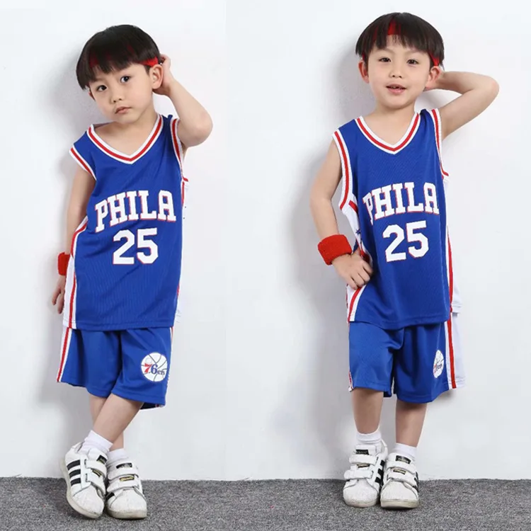 

kid Boys Basketball Jersey Short Sleeves T-Shirt + Short Pants Clothes Outfit Set, Custom color