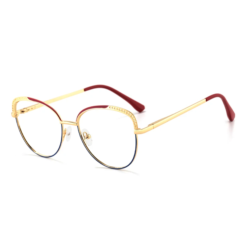 Women Cat Eyes Glasses Frames Fashion Anti Blue Light Cat Eye Glasses Trendy Metal Optical Glasses Frame Women Designer Eyeglass