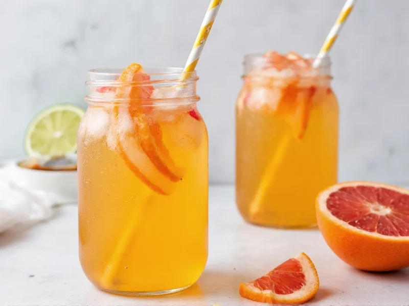Homemade electrolyte drink in mason jar with citrus slices
