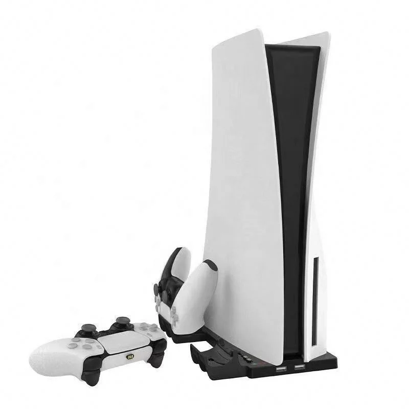 

For Ps5 Vertical Cooling Fan Stand Digital Edition With 14 Game Slot 3 Hub Port Dual Controller Charging Station Charger