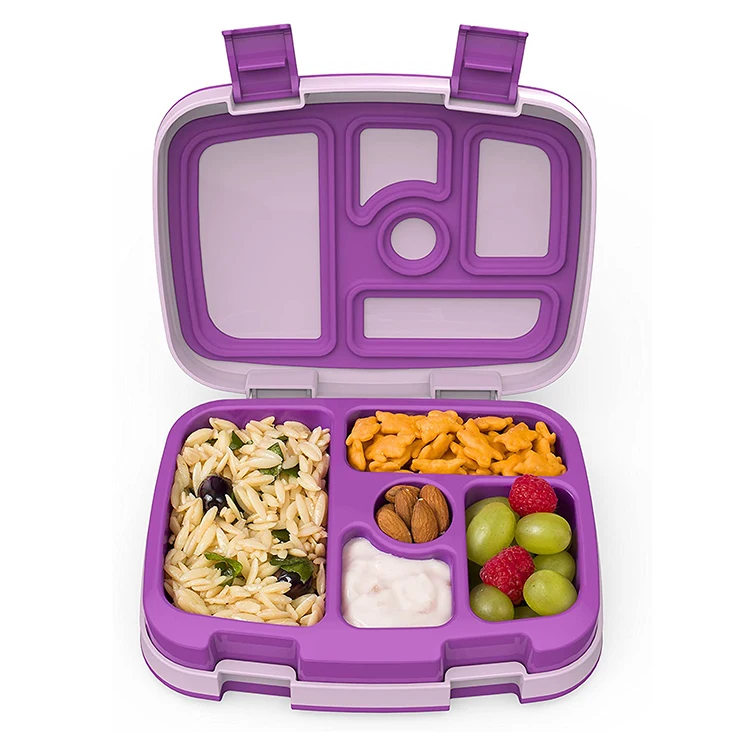 

BPA-Free and Food Safe Materials 5-Compartment Bento-Style eco friendly leakproof bento kids lunch box, Customized color