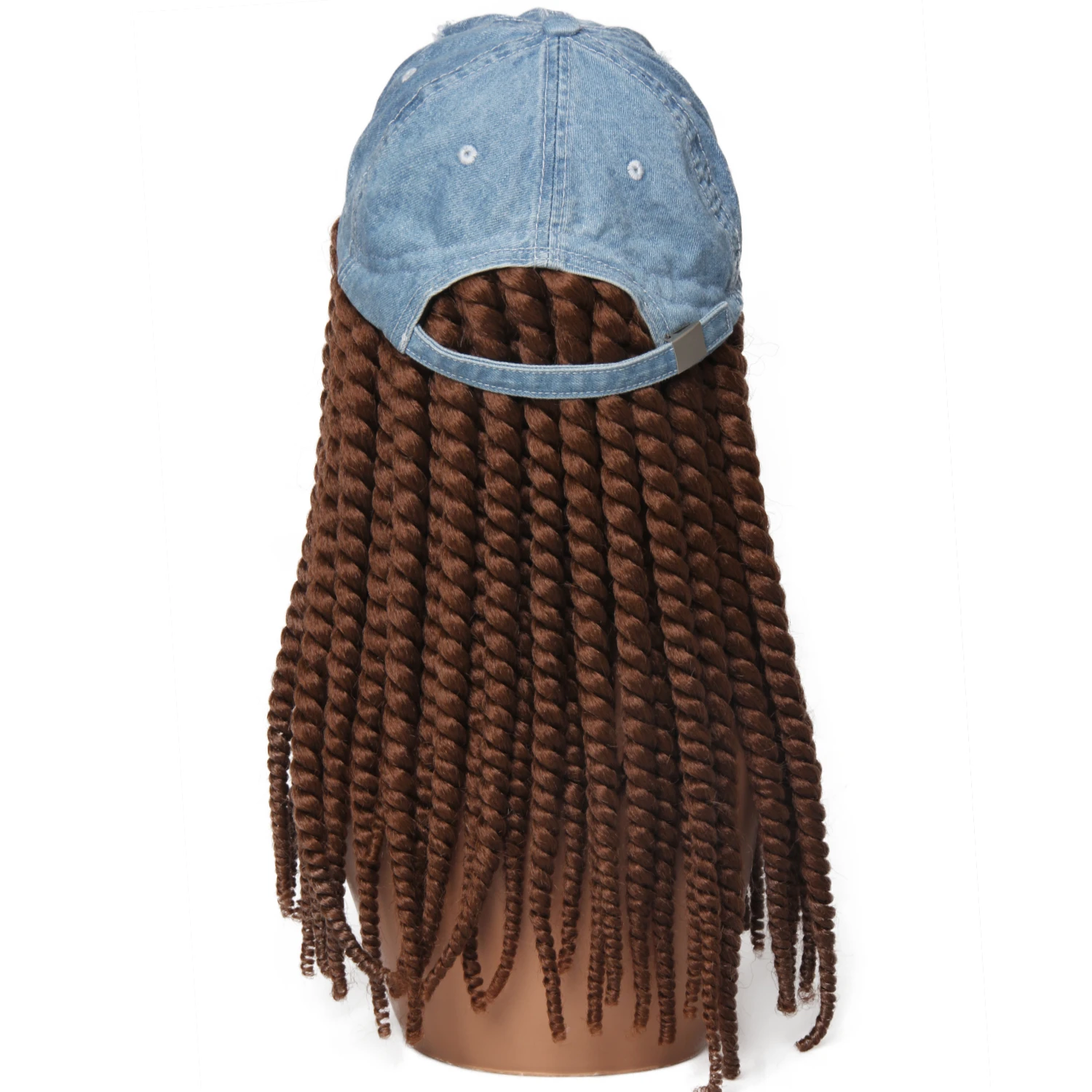 Twist Hair Wigs Synthetic Black Hat Attached Hat With Baseball Hat With