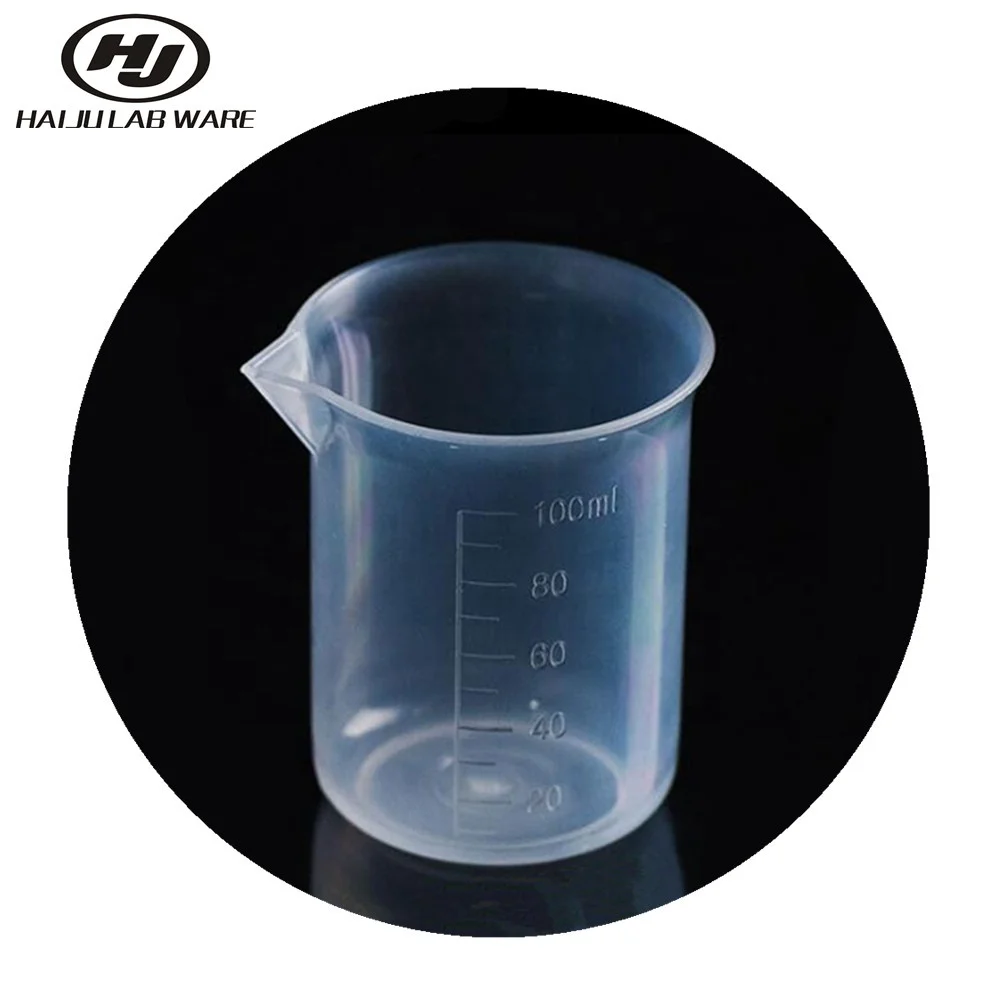 

HAIJU LAB Plasticwares Beaker Reusable Plastic Measuring Cups/Jugs Lab Graduated Beakers Measuring Jugs, Premium, Durable- 100ml, Natural