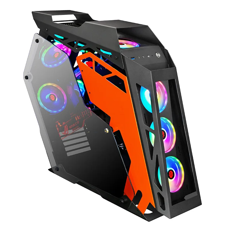 

K-plus pc computer case gaming Double-sided side transparent water-cooled tempered glass case, Black