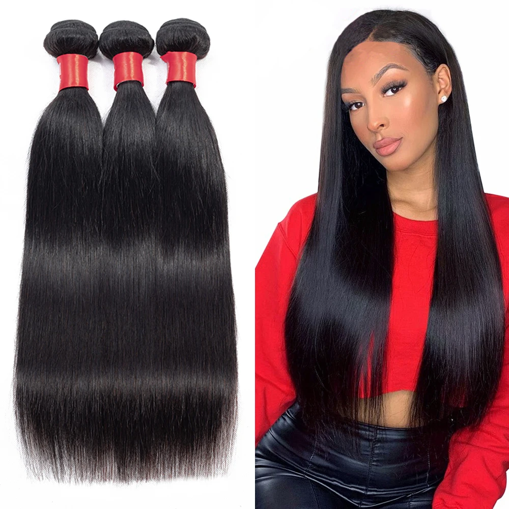 

straight hair bundles 100% Human Virgin Remy Hair Unprocessed Brazilian straight hair bundles with closure