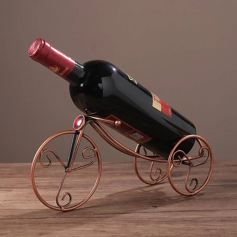 

Factory direct retro copper color metal wine rack, European iron art tricycle wine rack, living room wine cabinet decorations, Vintage copper