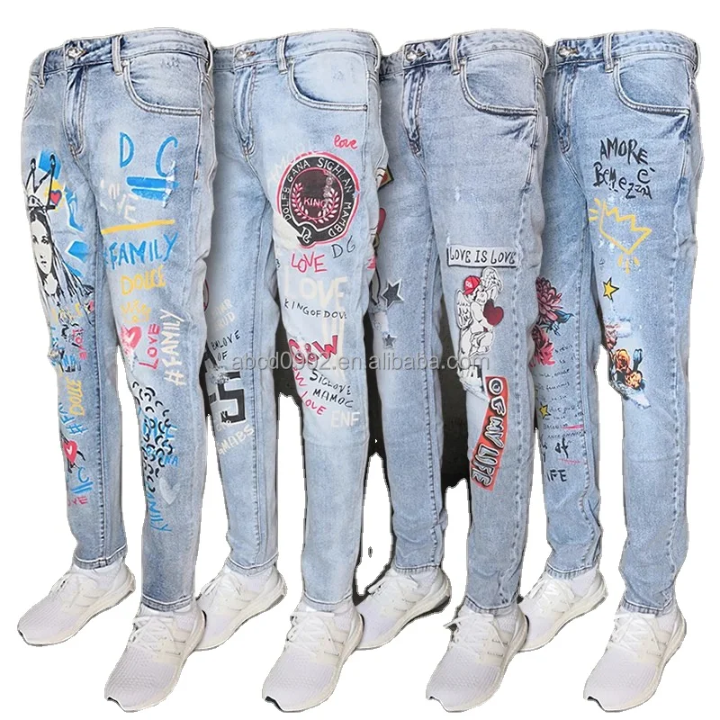 

High quality men's fashion jeans stretch denim cotton factory production wholesale