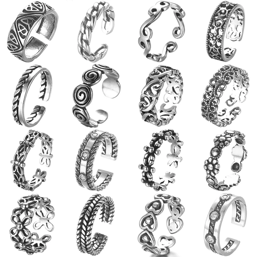 

2021 Rings Vintage Antique Feather Adjustable Toe Rings Women Men Party Jewelry