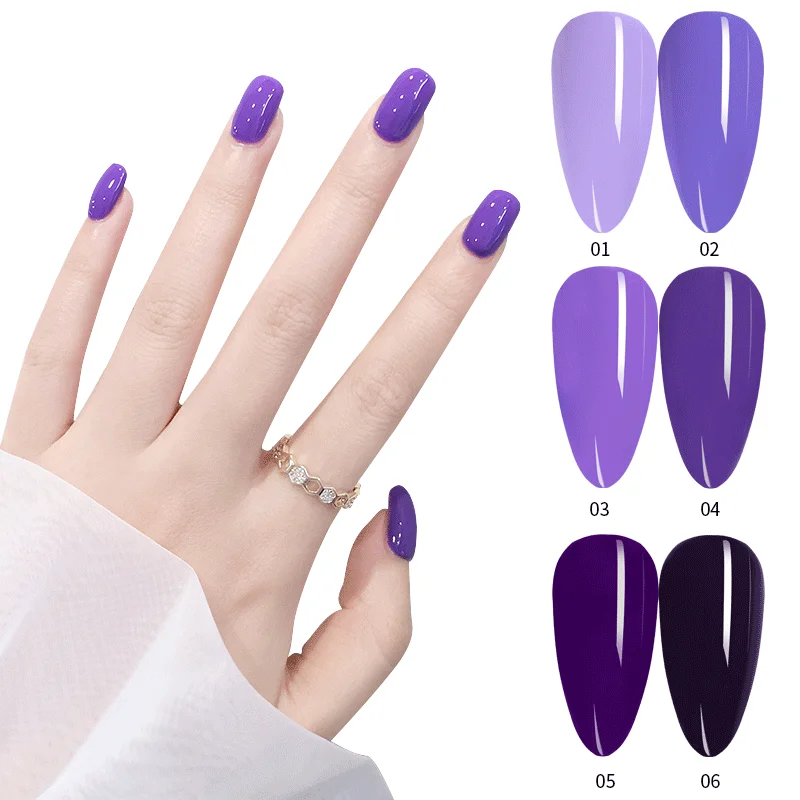 

High quality 10ml 15ml bottles purple collection vegan natural resin non toxic 6 color lavender violets gel nails polish uv gel, 6 colors gel polish