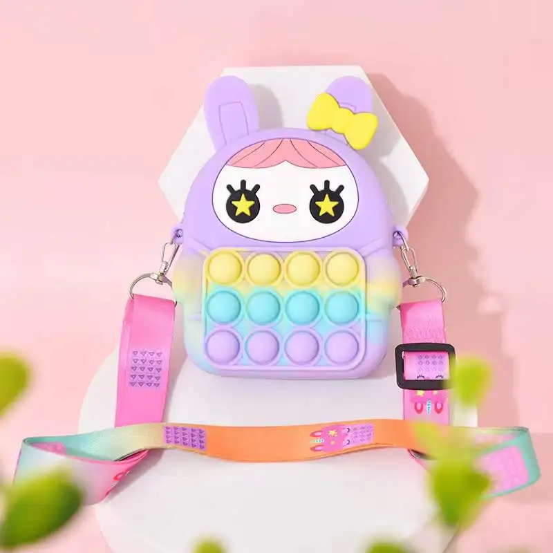 

fast dispatch high quality kids girls easter gift fidget toy crossbody zipper bunny purse bags