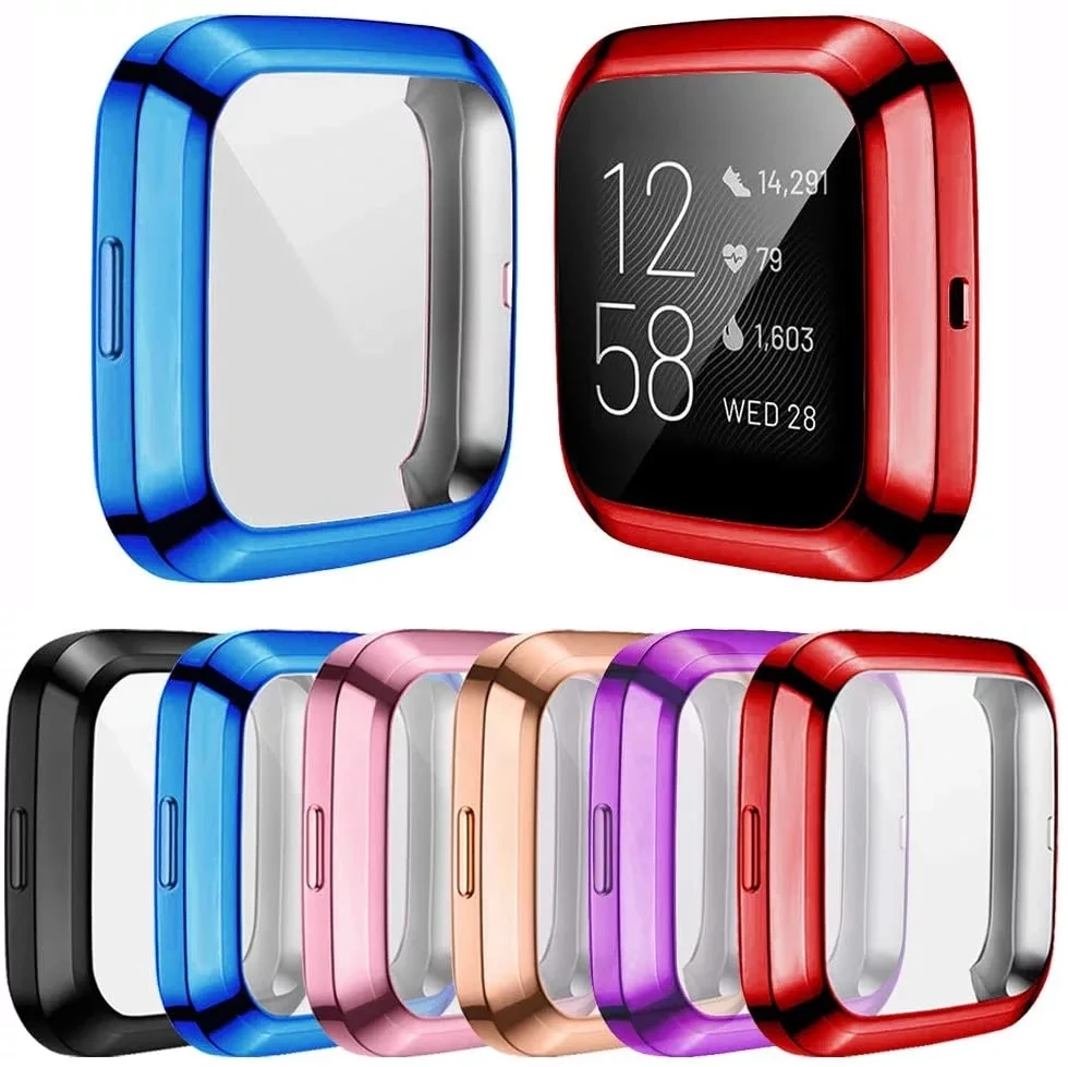 

All-Around Ultra Waterproof Watch Protective Bumper Shell Screen Protector Soft Tpu Case for Fitbit Versa 2