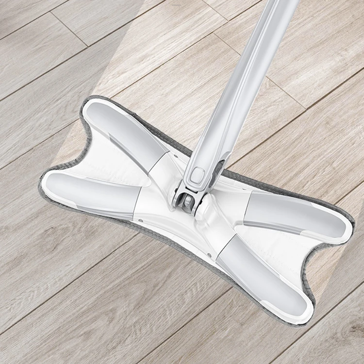 

AA332 Manual Extrusion Floor Mop Hand Free Washing Flat Mop With Microfiber Replace Pads Easy Wringing Floor Cleaning Tools, Gray