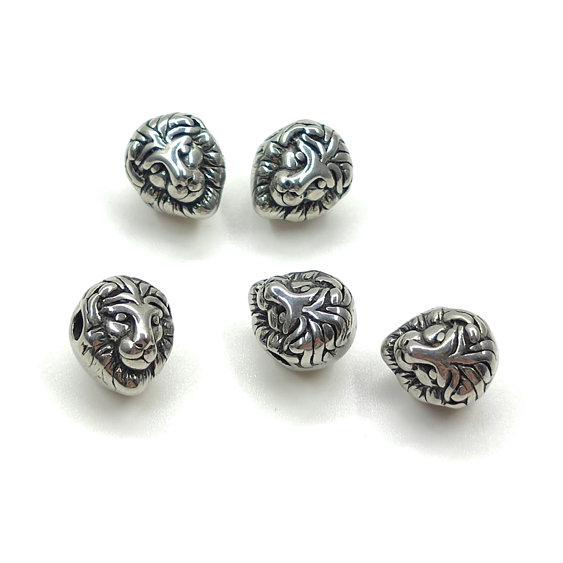 

Stainless Steel Metal Charms DIY Antique Sliver Gold Color Tibetan lion Head Beads Spacer Beads For Jewelry Making