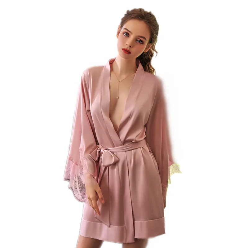 

Sexy Women's Sleepwear satin nightgown Home Wear Pajamas Lace Nightgown Tempts Robe nighty for honeymoon