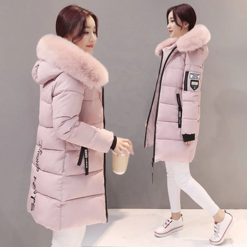 

Wholesale Ladies Warm Hooded Cotton-Padded Clothes Women Slim Long Down Winter Jackets Women Coats, 7 colors