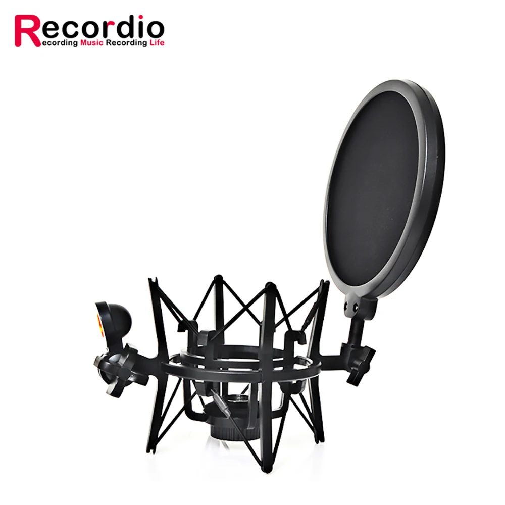 

High quality professional microphone shock mount for studio condenser mic shock mount pop Filter, Black