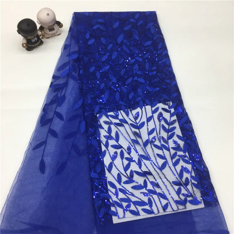 

navy blue knitting sequin embroidered lace velvet fabric for jacket couture