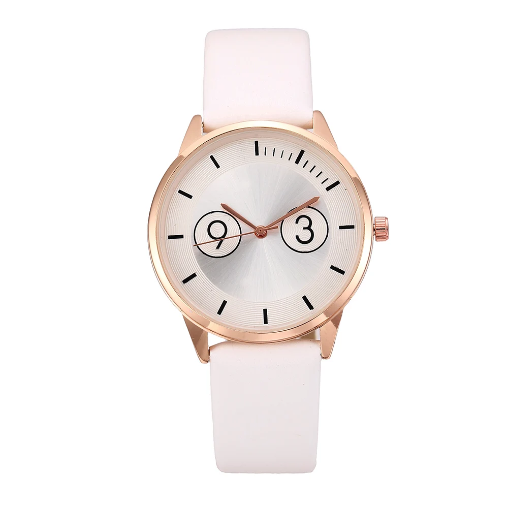 

Korean fashion casual two eyes women's watch female students small dial leather belt quartz watch RELOJ, 7 colors