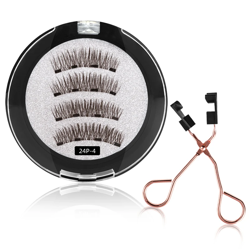 

Wholesale popular products 4 magnetic eyelash curler 2 seconds magnet aid false eyelashes tweezers, Natural black