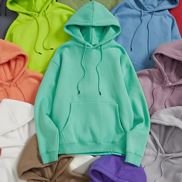 

Hot sellling in stock oversized blank plain hoodi winter 26 colors jogging pullover satin lined 330g velet cotton mens hoodie, Multi color optional